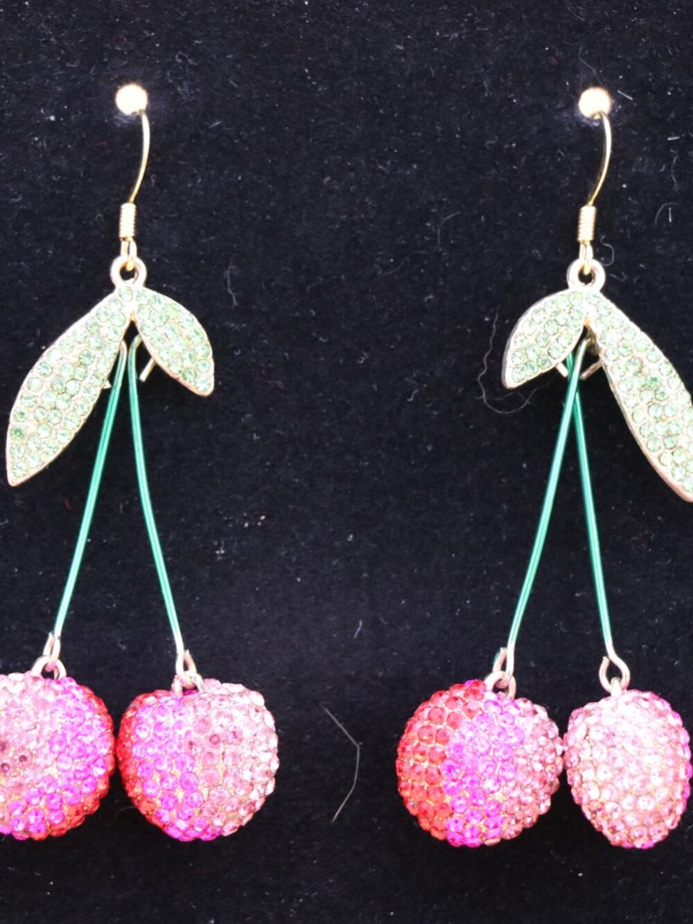 Piper K Rhinestone Cherry Drop Earrings